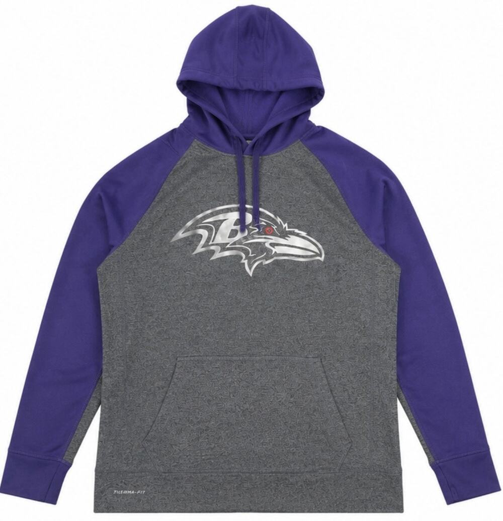 Nike Baltimore Ravens Therma-FIT Hoodie Women’s Large Gray Purple NFL Pullover